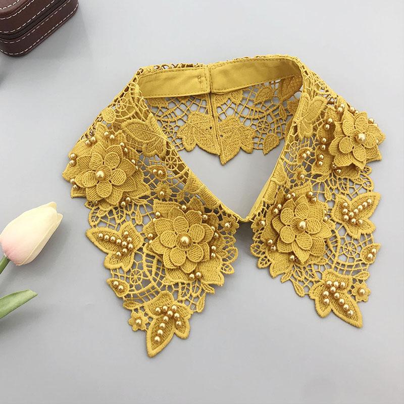 

Кружевной воротник конфетного цвета с фальшивым галстуком, бисерный съемный воротник, рубашка, фальшивый воротник, женская блузка, топ, манишка, съемное ожерелье с лацканами