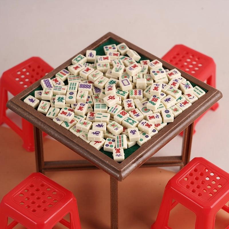 1:12 Scale Miniature Dollhouse Furniture Model Mahjong Table and Chair