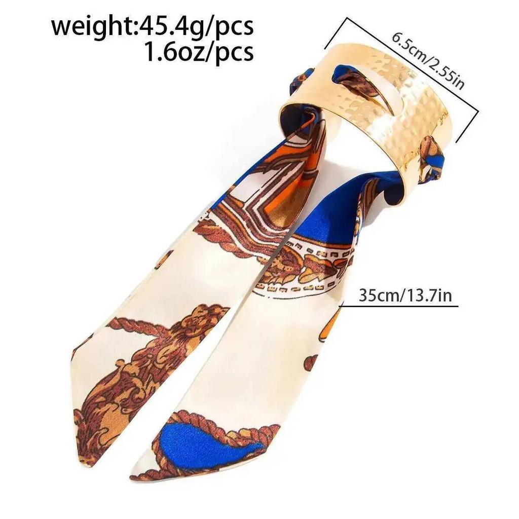 IngeSight.Z Creative Colorful Ethnic Style Wristband Metal Bracelet Women Classic Pleated Scarf Wrapped Open Bangle Jewelry 2026