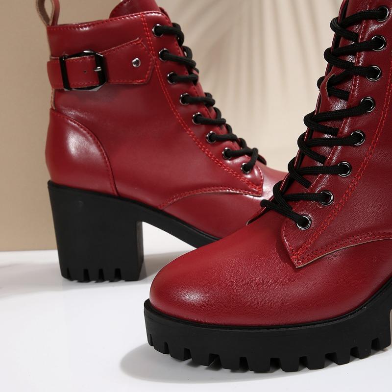 Fashion High Heels Platform Booties Women's Single Boots Fall/Winter 2025 New Block Heel Platform