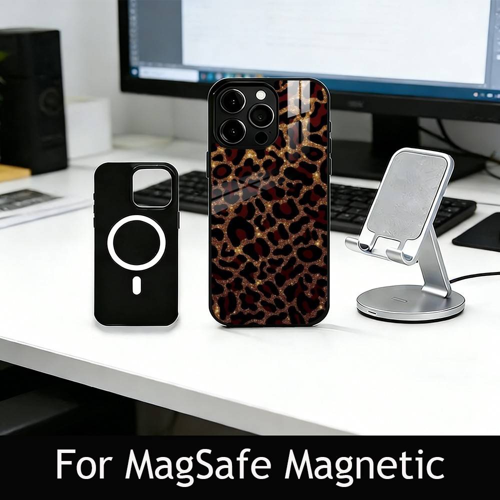 Leopard print Phone Case For iPhone17,16,15,14,13,12,11 Plus,Pro Magnetic with Magsafe Wireless Charging