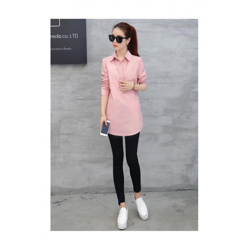

Women s Slim Fit Long-Sleeve Mid-Length Shirt - Spring Korean Style M