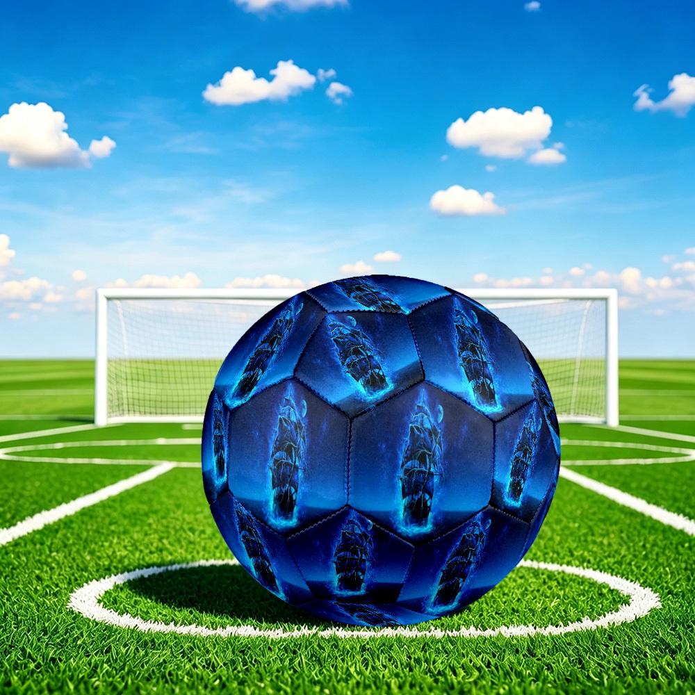 1pc Blue Ship Storm Size 5 Soccer Ball Professional Match Training Football Indoor &Outdoor Sports Ball Lightweight Durable c6550