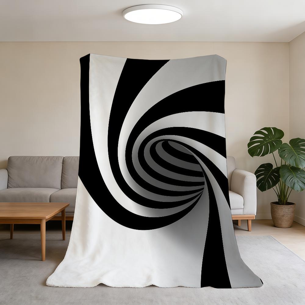 Black and White Twisted Stripes Blanket Super Warm Comfortable Plush Throw Blanket Child Home Sofa Bedroom Gift 75x90cm