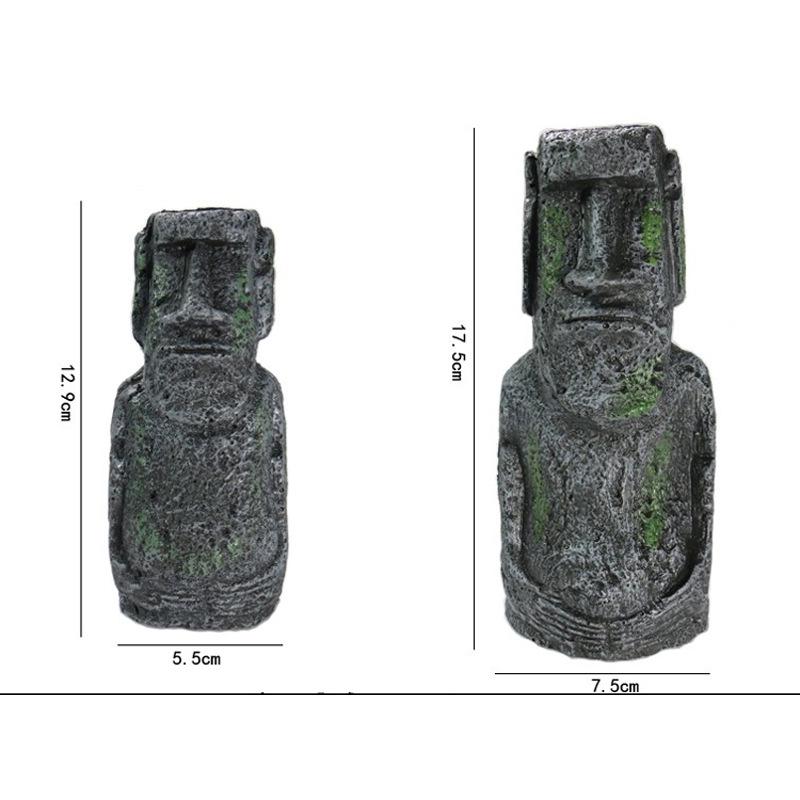 Resin Easter Island Statue & Roman Portrait - Aquarium & Reptile Decor