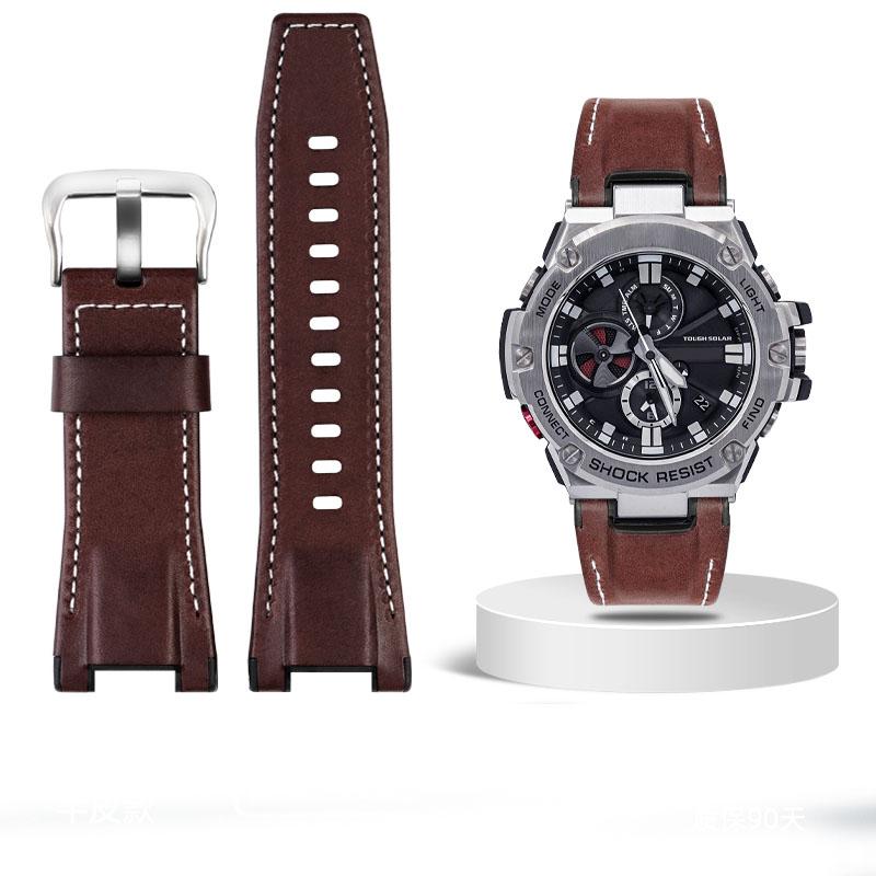 Pro hodinky Casio GST-S100G S110 S130L W100G W110 210B 400G Řemínek na hodinky plátěný Náramek 26*14mm Pánský měkká kůže Hovězí kůže Kožený řemínek na hodinky