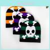 Fashion Color Blocked Striped Skull Pattern Neutral Casual Warm Knitted Hat For Streetwear And Hiphop Fans