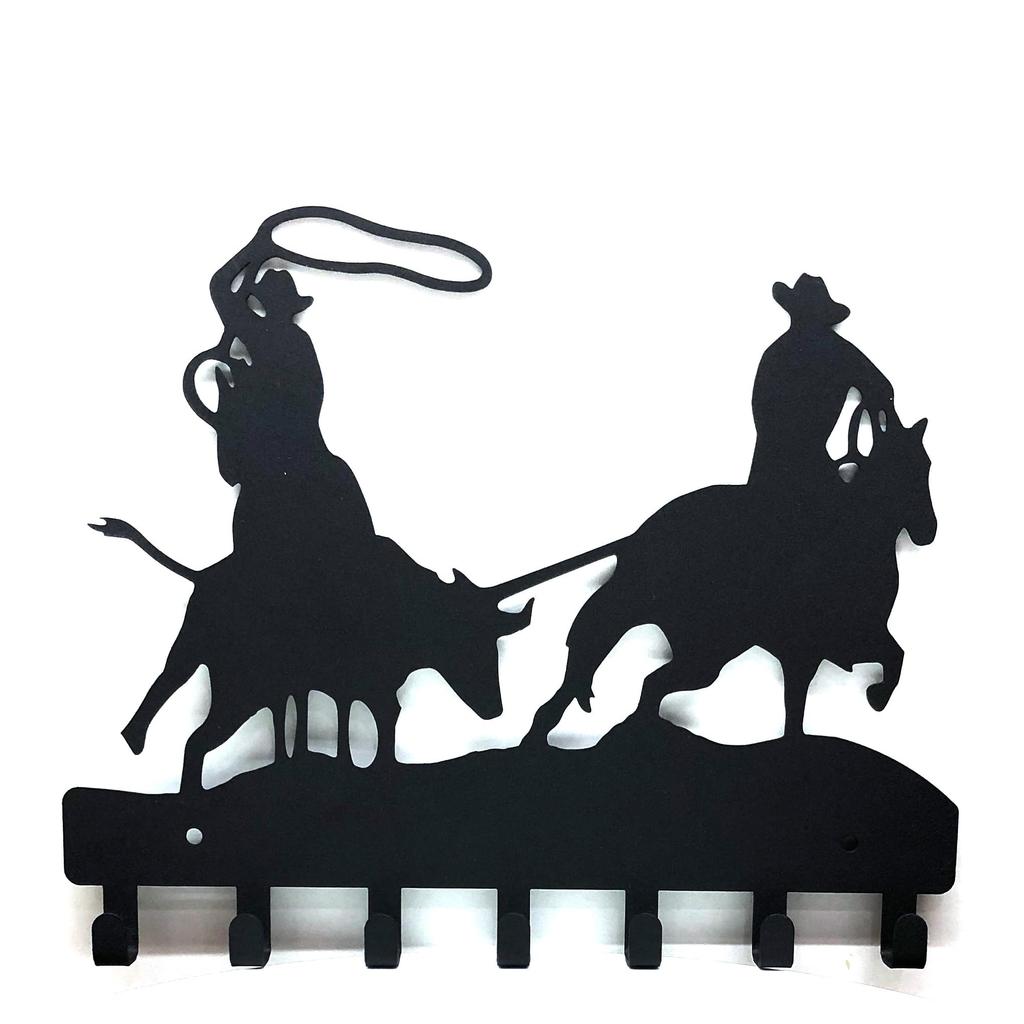 RSINC Robuster Cowboy-Rundup Schlüsselhalter / Kleiderhaken / Dekorativer Metallhaken / Handtuchhalter / Badezimmerhaken / (Schlüsselhalter mit 7 Haken) | D2 Schlüsselanhänger