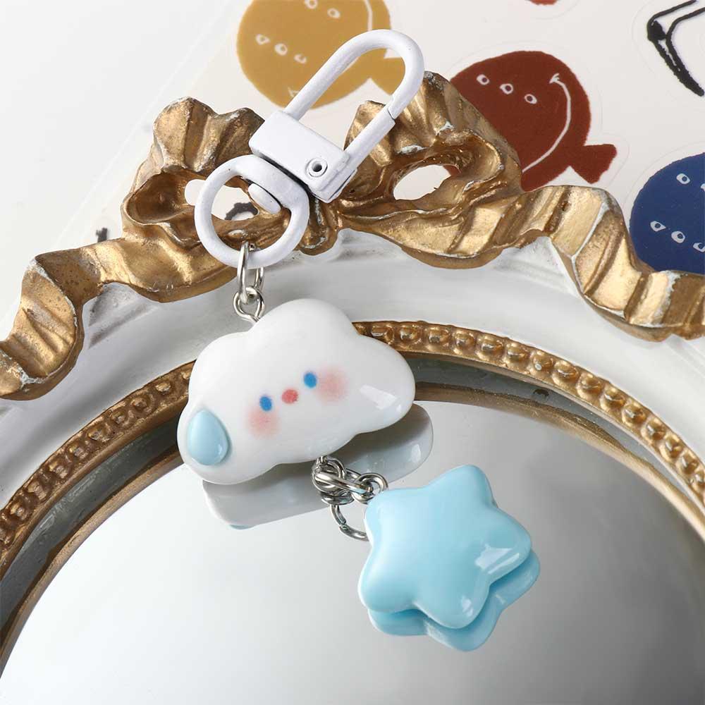 Cloud Cartoon Kawaii Keyring Blue Star Cloud Blue Star Keychain Handbag Pendant   Fun Decorative