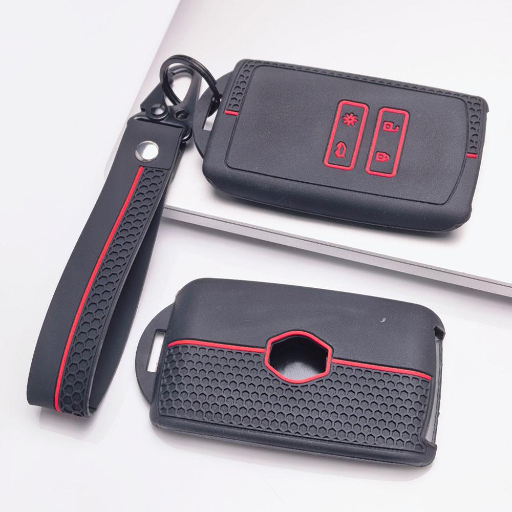 Key Fob Cover for Renault Koleos Kadjar Megane Talisman Espace Clio Scenic with Keychain Anti-Scratch Guard Shockproof Protection Soft Grip Texture