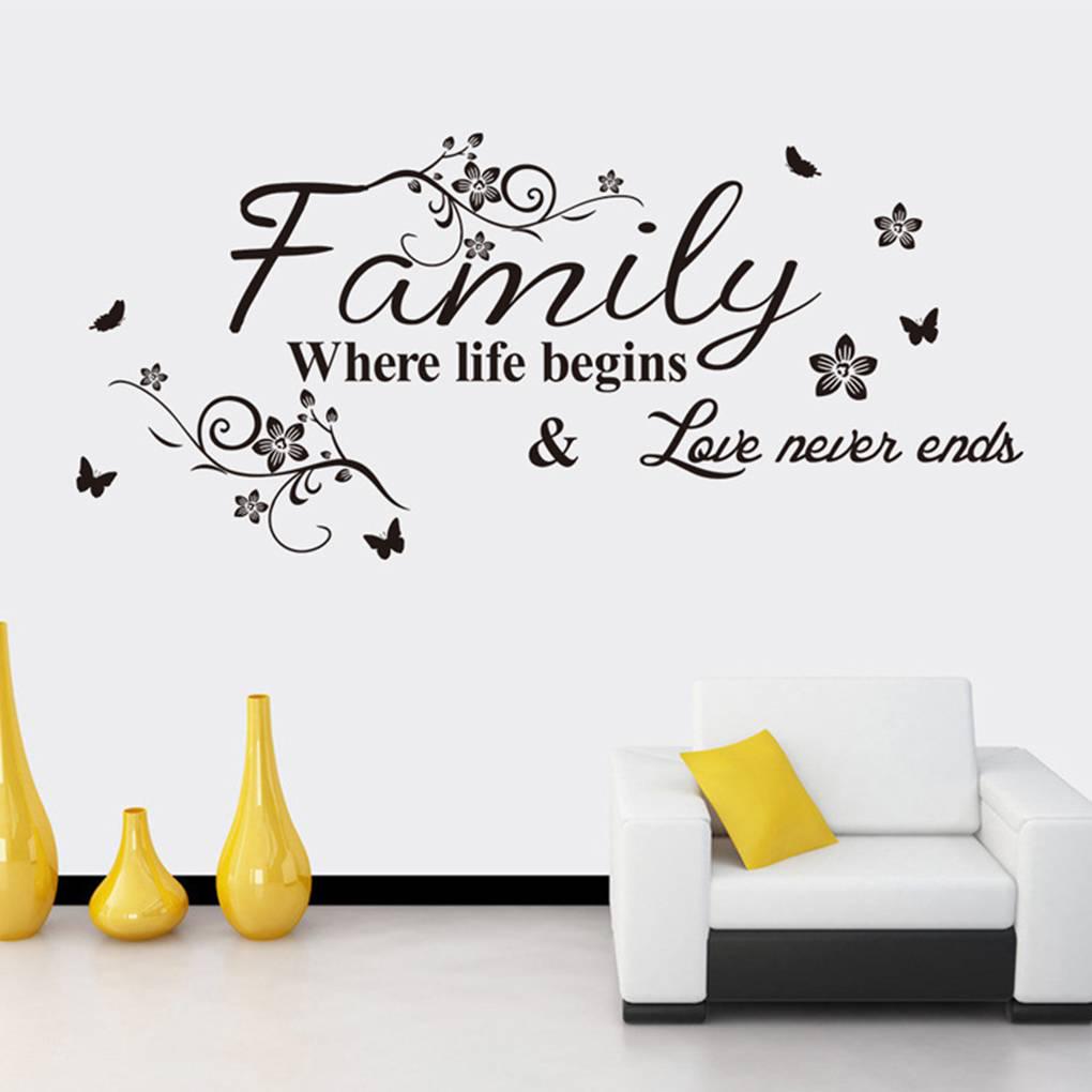 English Proverbs Flower Pattern Waterproof Self Decorative TV Background Wall Sticker
