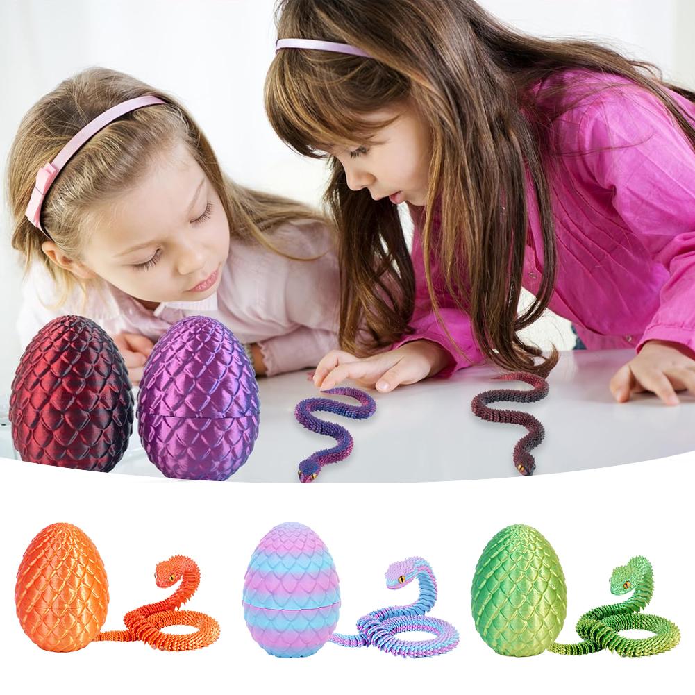 Toys 3D Printed Cool Snake Dragon Egg Multi-joint Novel Easter Hot-selling Gift Present Decompression Children's Desktop Decoration