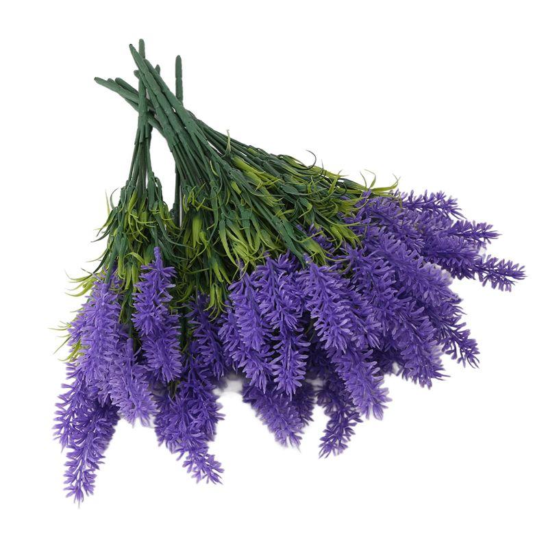 M-Modern-10 Bundles Artificial Flowers-Lavender Flowers, Outdoor UV Resistant Fake Flowers, No Fade Faux Plastic Flowers