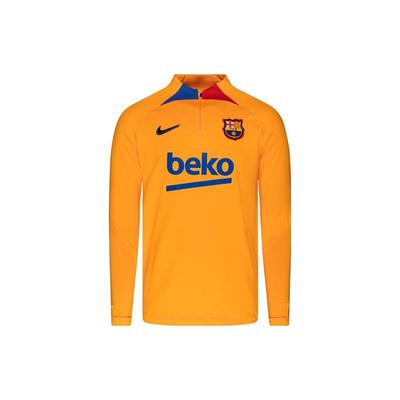 Barcelona Fotbalový Tréninkový Tričko s Dlouhým Rukávem se Zapínáním na Zip a Potiskem Loga Pánské Topy Oranžová DH7682-837