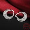 925 Sterling Silver Flower Circle Small Hoop Earrings For Women Sleeper Earrings Trend Wedding Jewelry