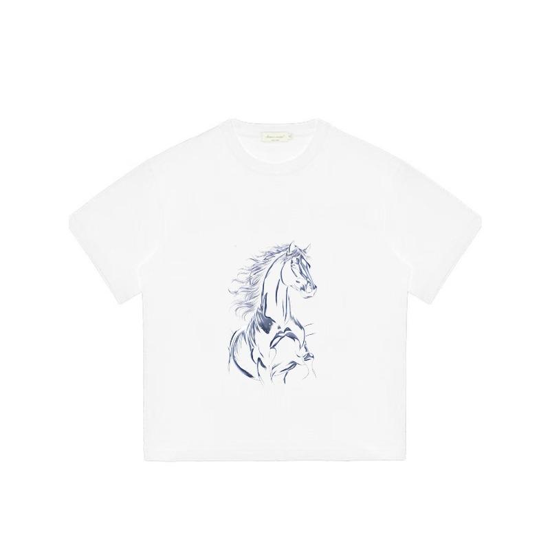 Black T Shirt With Horse Graphic Print For Casual Wear