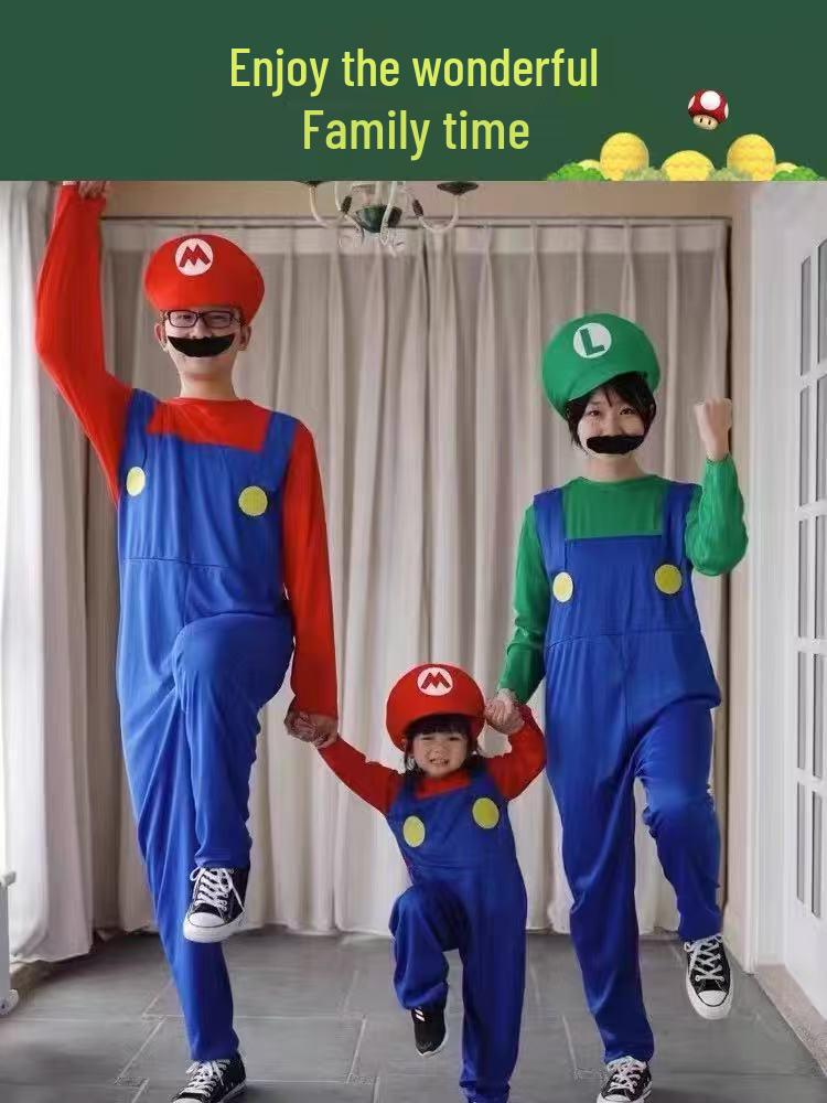 Super Mario Halloween Cosplay Costume for Kids & Parents