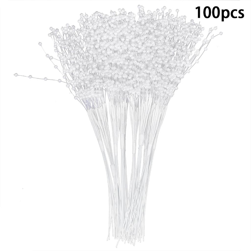 100Pcs Pearls Sticks Wearable ABS DIY Decoration Accessories for Wedding Party