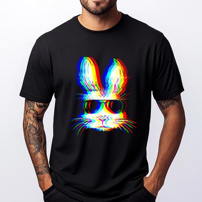 T-shirt Surdimensionné Lapin Trippy Vaporwave Pâques Techno Rave Musique Edm Fête Vêtements de Créateur pour Homme Ample