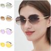 Fashion Sun Glasses Unisex Polygon Anti-UV Spectacles Eyeglasses Personality Temples Google Rimless Sunglasses