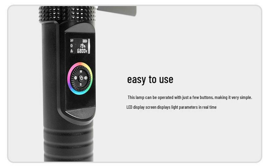 50W RGB Handheld LED Photography Light – Full Color Atmosphere and Live Broadcast Fill Light