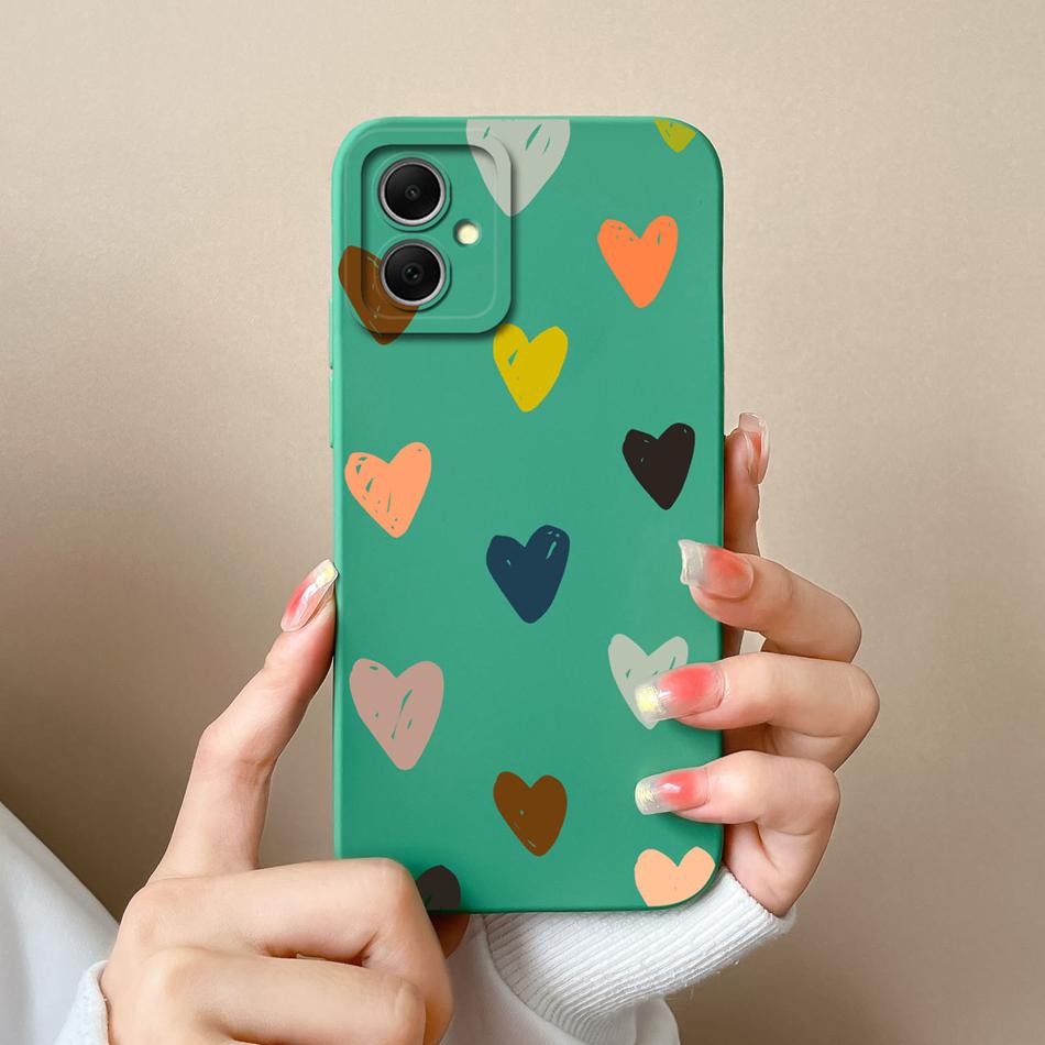 For Samsung Galaxy A06 Phone Case Heart-Butterfly Funda For Samsung A 06 Back Cover Camera Protection Liquid Silicone Bumper