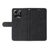 For Honor X5c Plus 4G Wallet Case Leather Phone Cover Stand with Curved Line Design -  Black