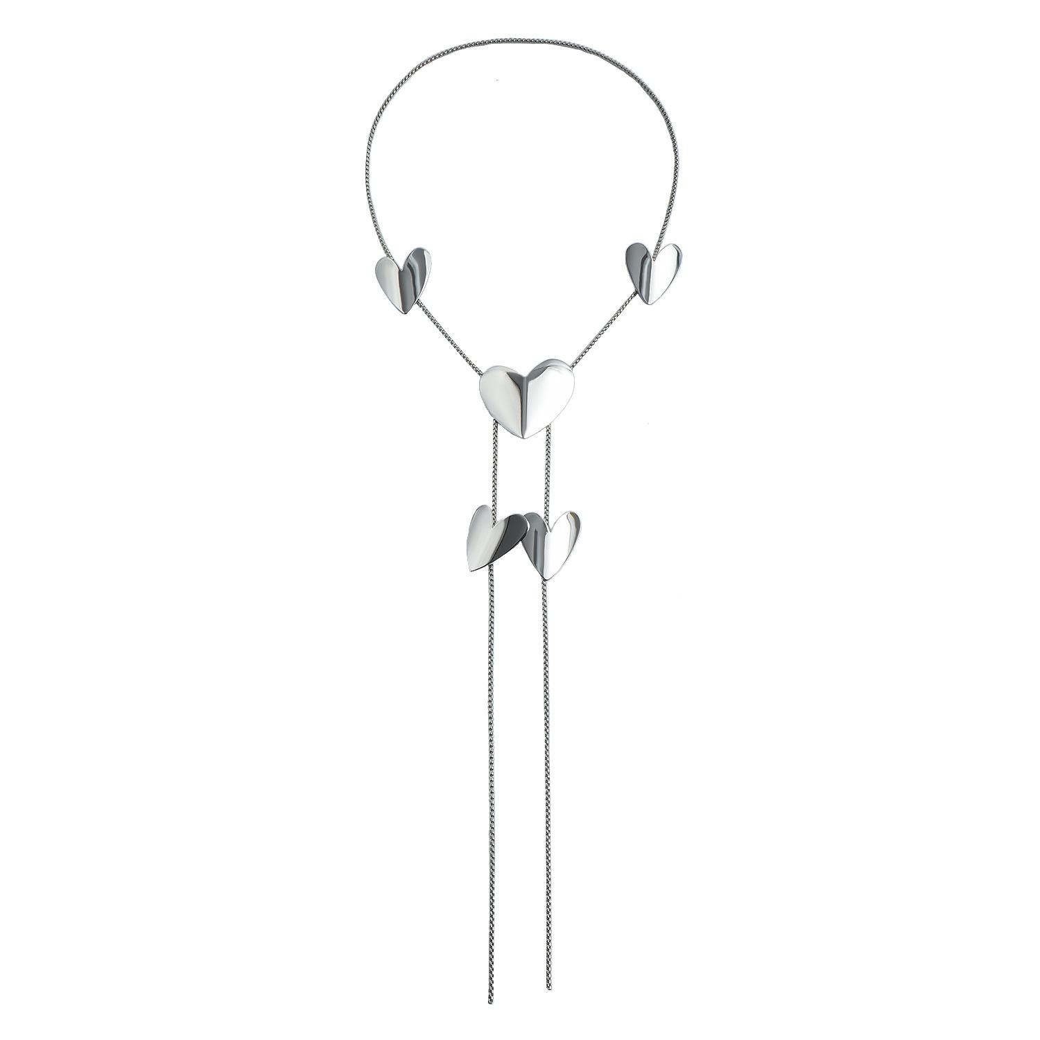 

European and American jewelry fashion light luxury ins style long pull exaggerated love glossy necklace metal feeling necklace jewelry