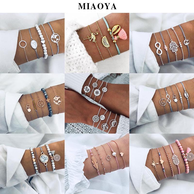 Bohemian Retro Suit: Tassel, Letter, Beaded, Turtle, and Braided Bracelets