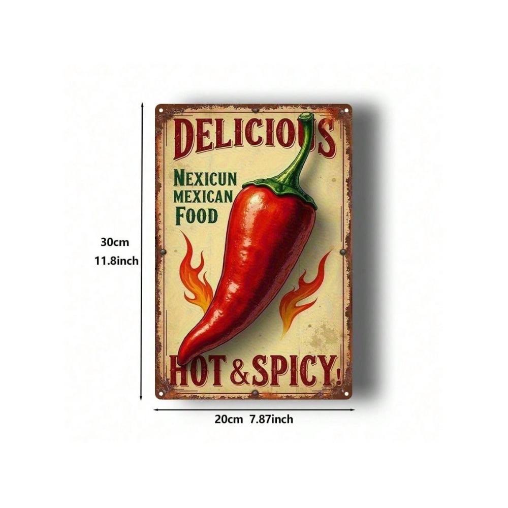8x12 Inch Chili Pepper Metal Sign Country Kitchen Wall Decor Vintage Tin Plaque