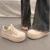 Korean version 2025 new fashion commuter retro high-value platform white shoes versatile light casual sports shoes