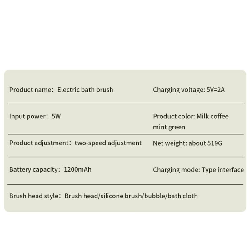 Electric Soft Body Bath Brush Shower Scrubber Double Handle Back Rubbing Machine Long Handle Cleaning Brush Bathroom