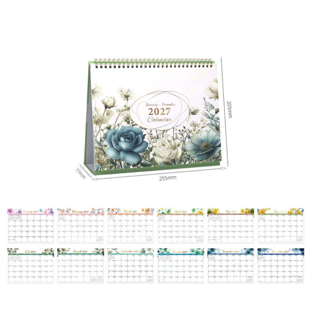 Jan. 2027 - Dec. 2027 Double-coil Calendar Foldable English Calendar  Home