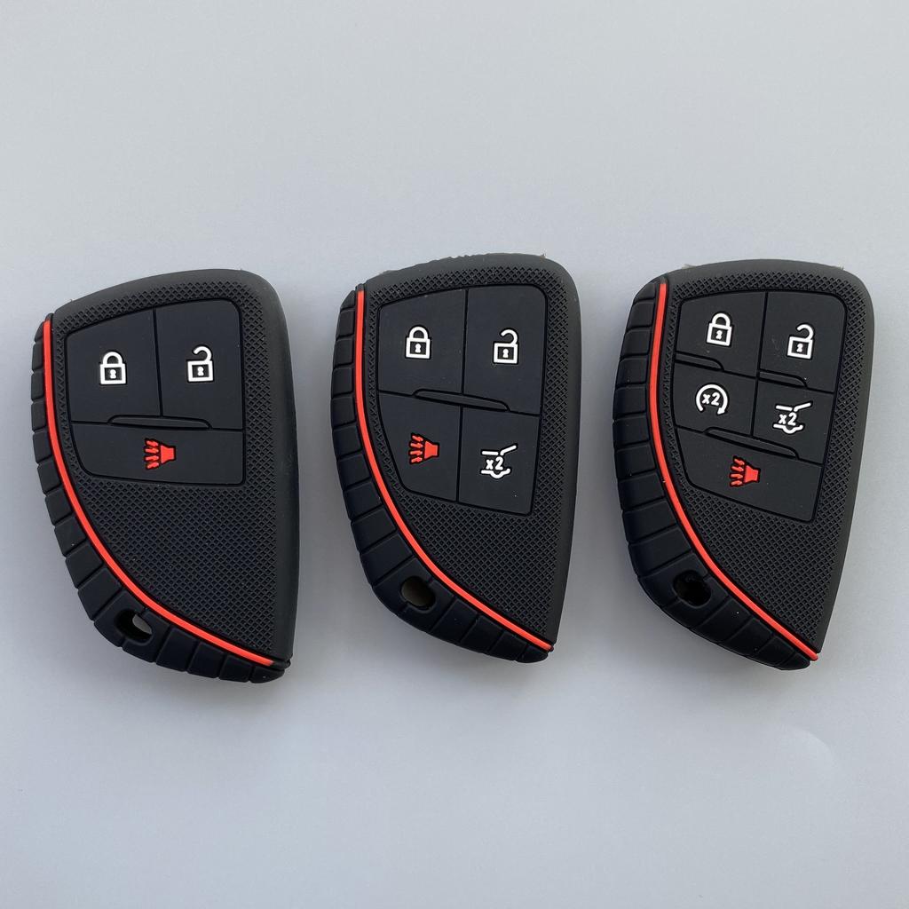 Silicone Car Key Cover Case for Chevrolet Corvette Suburban Tahoe for Cadillac CT4 CT5 2021 2022 remote key