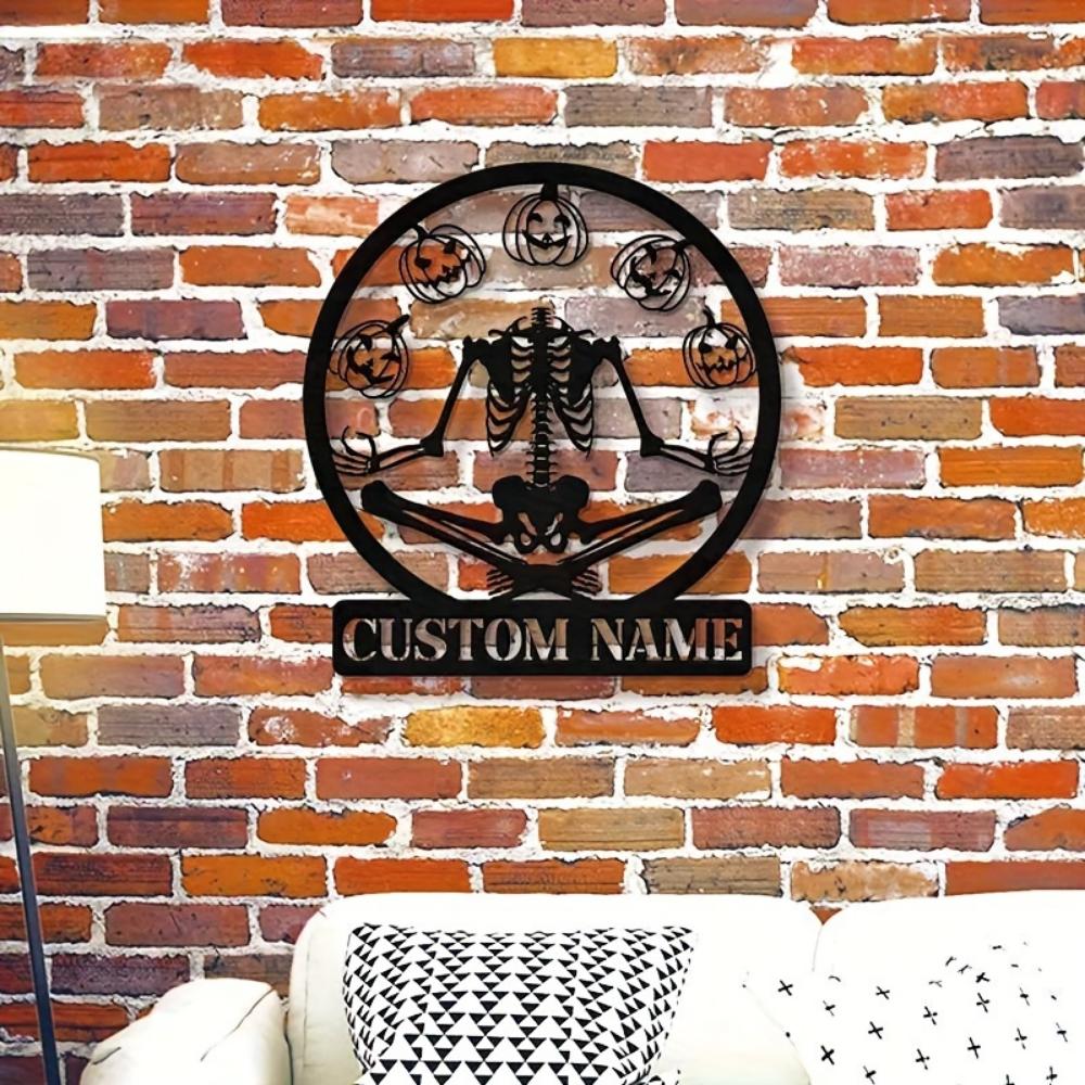 Exclusive Handmade Customizable Metal Wall Art Skeleton Pumpkin Spooky Halloween Decor Gift for Skeleton Lovers