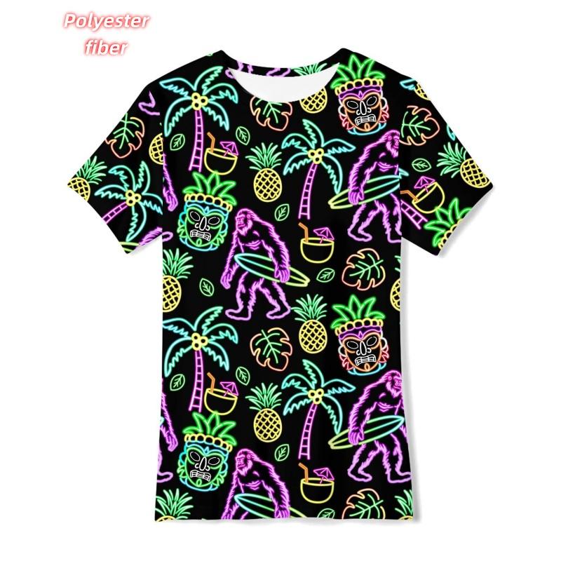 3D Print Car Dinosaur T-Shirt For Men Horse Pizza Pattern Tees Summer Street Casual Short Sleeve Tops Loose Round Neck T Shirts