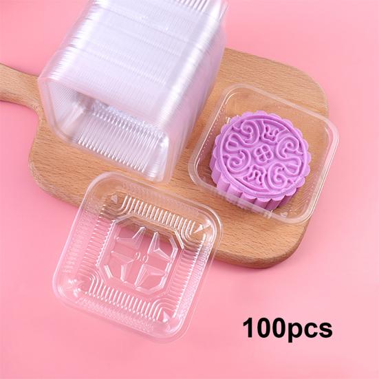 100 τμχ Safe τετράγωνο σχήμα Χαριτωμένο ανθεκτικό διαφανές δοχείο για μπισκότα Δοχείο κέικ