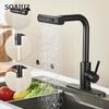 Kitchen Faucet with Pull Down Sprayer, Black Waterfall Touch Single Hole Stainless Steel Kitchen Sink Faucet American Standard