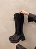 Thick-soled heightening boots women's new lace-up knee-length rider boots high-top slimming temperament boots for women in the fall of 2025