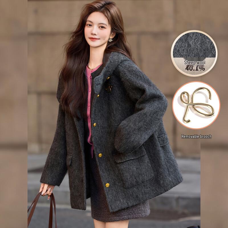 Bailuyu Women s Hooded Wool Blend Double-Faced Coat XL