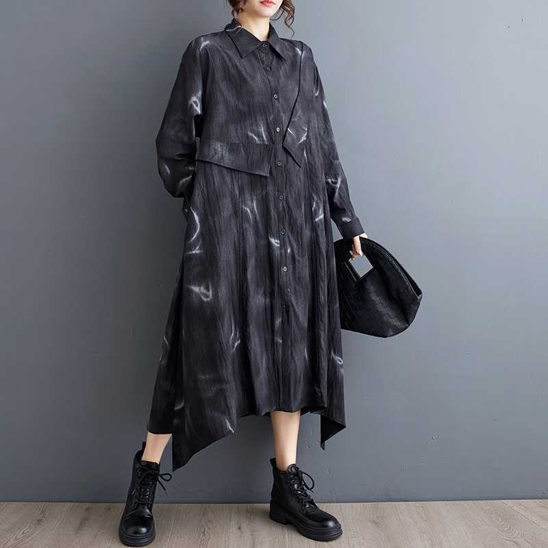 

Новые свободные тонкие литературные платья миди с нерегулярной вставкой One Size