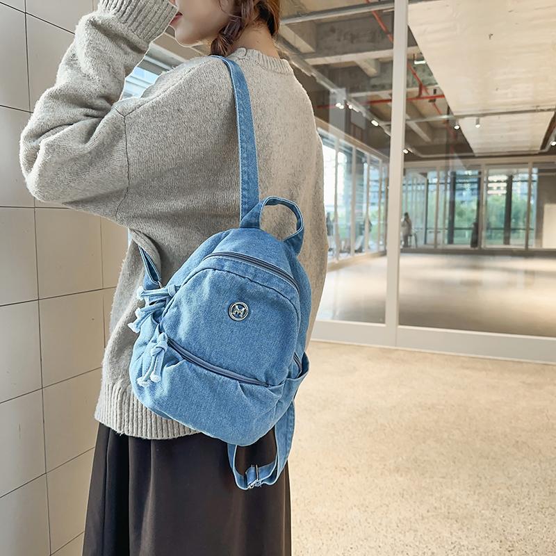 Mini Denim Backpack for Women – Compact Washed Jeans Style Bag – Perfect for Daily Use & Travel