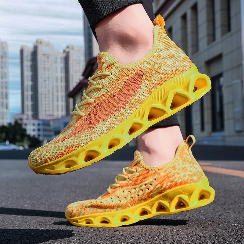 Summer Fashion Yellow Athletic Shoes Men Breathable Mesh Men Running Sneakers Unisex Outdoor Platform Sport Shoes Men Trainers