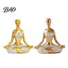 Living Room Yoga Decor Meditation Lady Statue, Modern Pose Women Figurine, Zen Hand-carved Figure Female Sculpture for Office, Room, Desktop