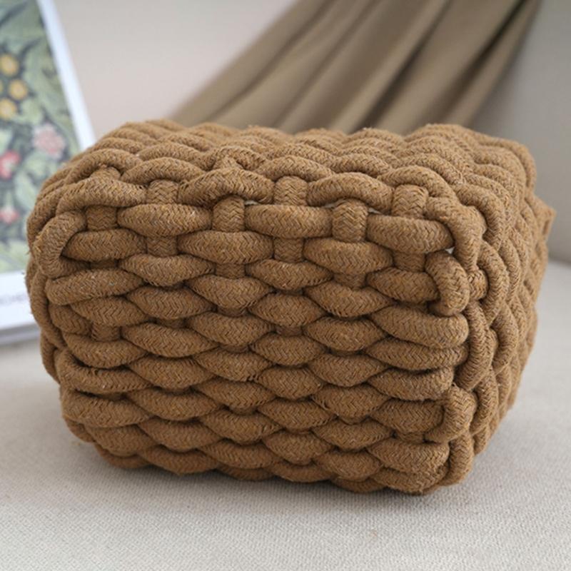 Natural Cotton Cord Container Handmade Storage Basket Ideal For Desk Bedroom And Living Room Storage Needs