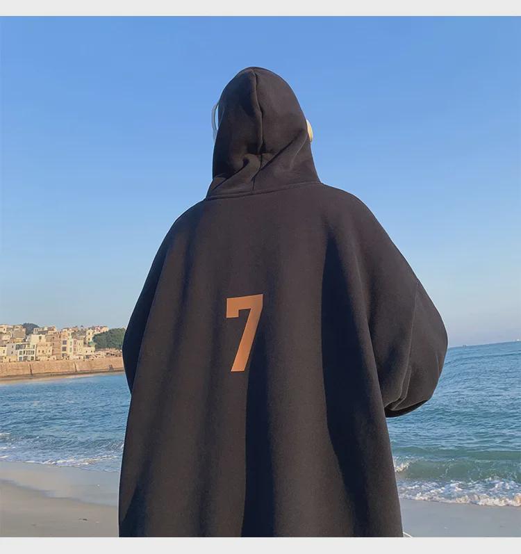 Ανδρική Γκρι Βαριά Φούτερ με Κουκούλα - Μοντέρνο Φαρδύ Hip-Hop Μπουφάν για Φθινόπωρο/Χειμώνα 2022