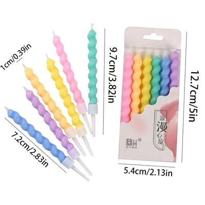 6pcs Romantic Heart Thread Candle Creative Party Cake Art Candle Cartoon Birthday Romantic Colorful Fresh Baking Decoration