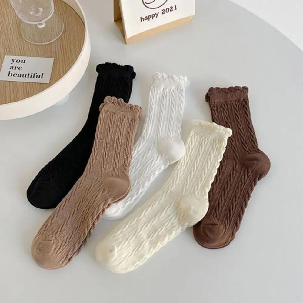 Loose Luna twisted women s mid-calf fashion socks brown