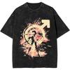 Sailors Moons Vintage Washed T Shirt  Women 100% Cotton Casual T-Shirt O Neck Anime Tees Short Sleeve Clothes Plus Size