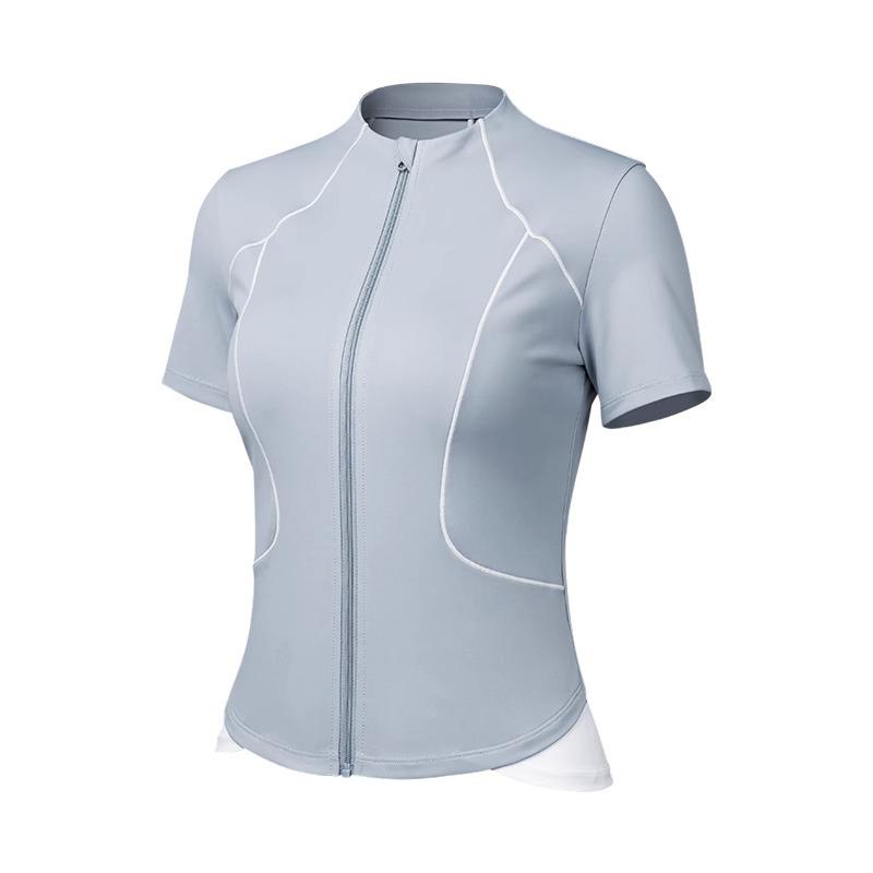 

Женский спортивный топ с коротким рукавом, быстросохнущий: Куртка на молнии приталенного кроя для велоспорта, йоги, бега для летнего фитнеса Small